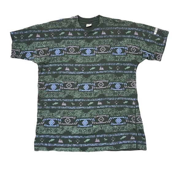 VTG Washington State T Shirt All Over Print Geometric Wildlife XL Single Stitch - Picture 1 of 10